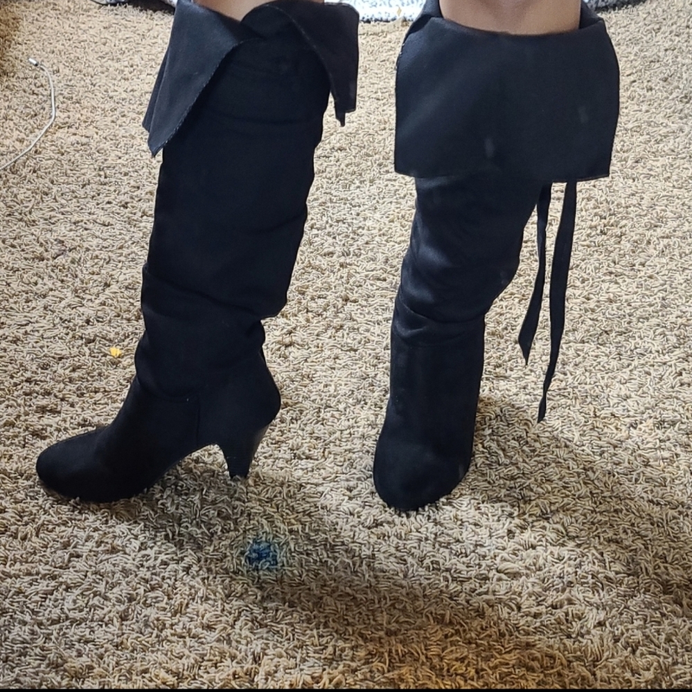 Charlotte Russe Black Knee High Boots